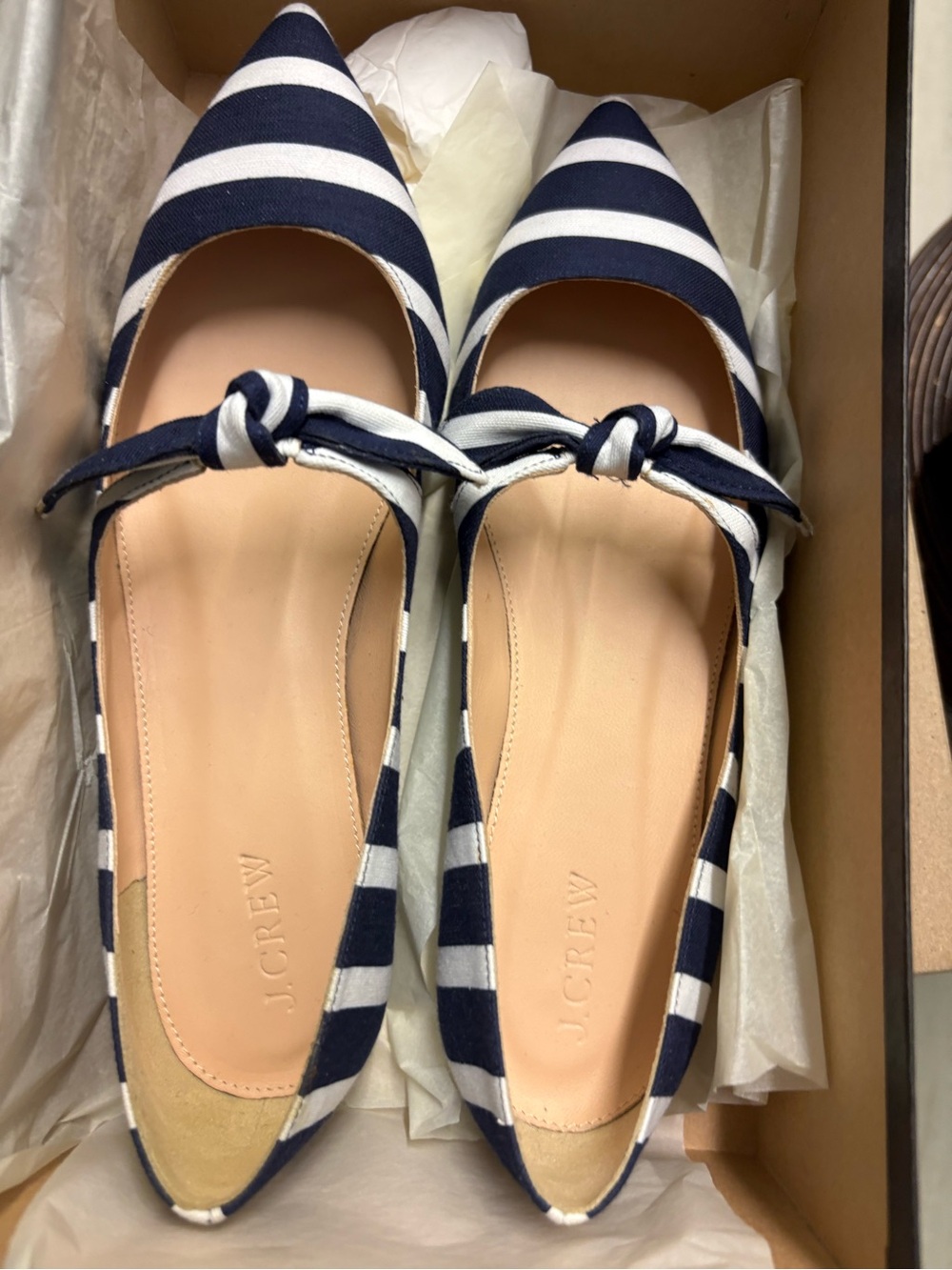 J. Crew Striped Tie-Front Flats. Size 9. New.